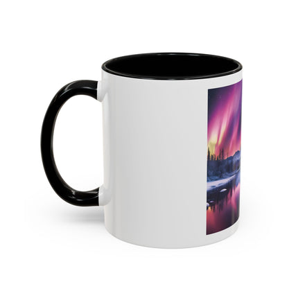 Aurora Lake Accent Coffee Mug — Northern Lights Landscape 11/15oz