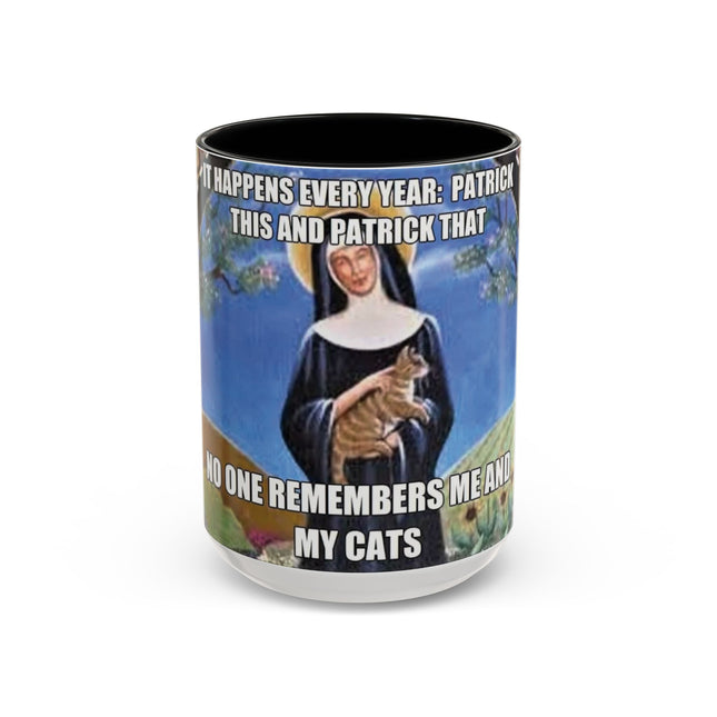 Accent Coffee Mug – Cat & Saint Humor – 15oz Gift Idea
