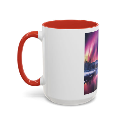 Aurora Lake Accent Coffee Mug — Northern Lights Landscape 11/15oz