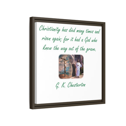 Framed Canvas Wall Art — G.K. Chesterton Easter Quote with Resurrection Image