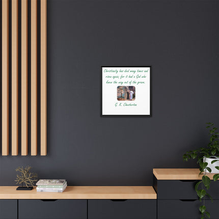 Framed Canvas Wall Art — G.K. Chesterton Easter Quote with Resurrection Image