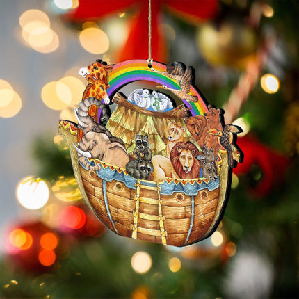 Noah's Ark Christmas Wooden Ornaments by G. DeBrekht - Nativity Holiday Decor - 8114050-2