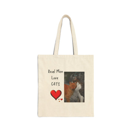 Tote Bag — "Real Men Love Cats" Canvas Cat Lover Tote