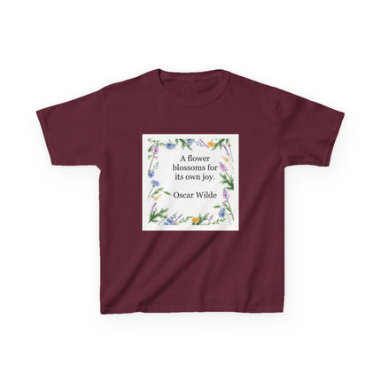Kids T‑Shirt — "A flower blossoms for its own joy" Oscar Wilde Floral Quote