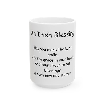 Irish Blessing Ceramic Mug — Inspirational Religious Prayer Coffee Cup (11oz/15oz)