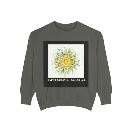 Happy Summer Solstice Unisex Sweatshirt - Cozy Garment-Dyed Apparel for Seasonal Celebrations