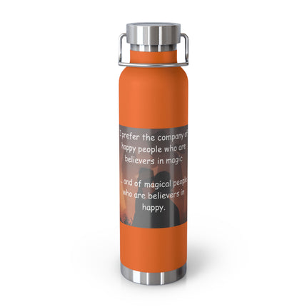 Magic & Joy Insulated Bottle — 22oz Copper Vacuum Flask with Whimsical Quote