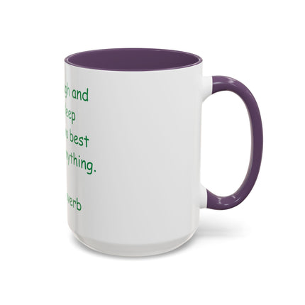 Irish Proverb Coffee Mug — "A good laugh and a long sleep" Accent Mug