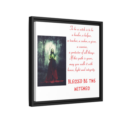Blessed Be the Witches Framed Canvas Art — Witchy Inspirational Quote Wall Decor