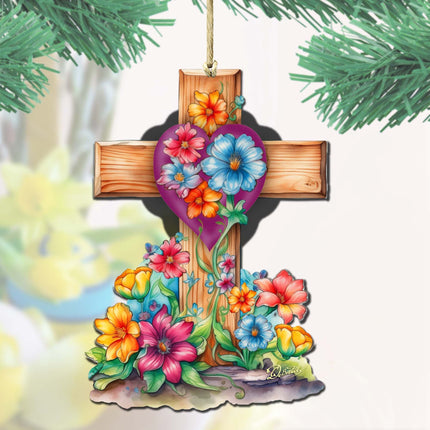 Easter Floral Cross Wooden Ornaments by G. DeBrekht Easter Spring Décor - 8688166-1