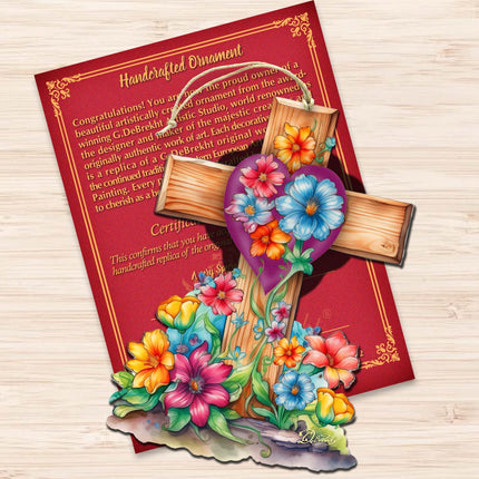 Easter Floral Cross Wooden Ornaments by G. DeBrekht Easter Spring Décor - 8688166-3