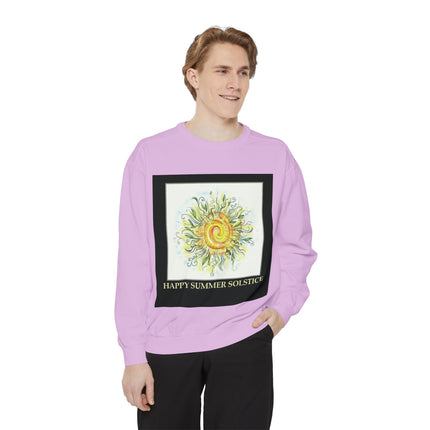Happy Summer Solstice Unisex Sweatshirt - Cozy Garment-Dyed Apparel for Seasonal Celebrations
