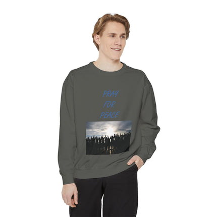 Unisex Pray for Peace Sweatshirt - Garment-Dyed Cozy Wear for Hopeful Souls