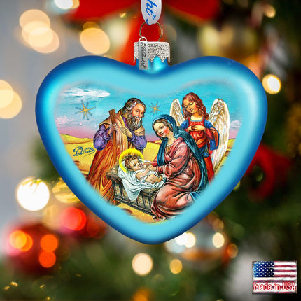 Nativity Heart Glass Ornament by G. DeBrekht - Nativity Holiday Decor - 753-081-0