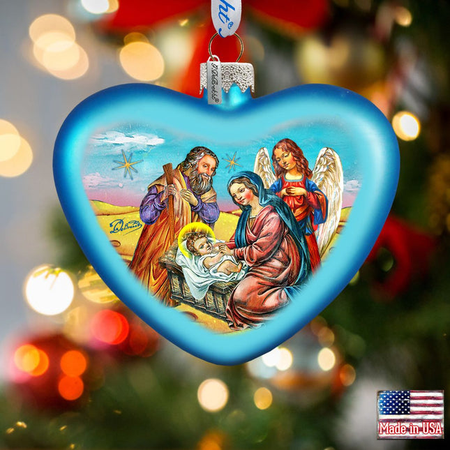 Nativity Heart Glass Ornament by G. DeBrekht - Nativity Holiday Decor - 753-081-0