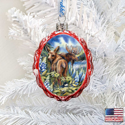 Easily AƒMoosed in Lupine Mercury Glass Ornament by J. Bergsma - Wildlife Holiday Decor - 7783948-JB-1
