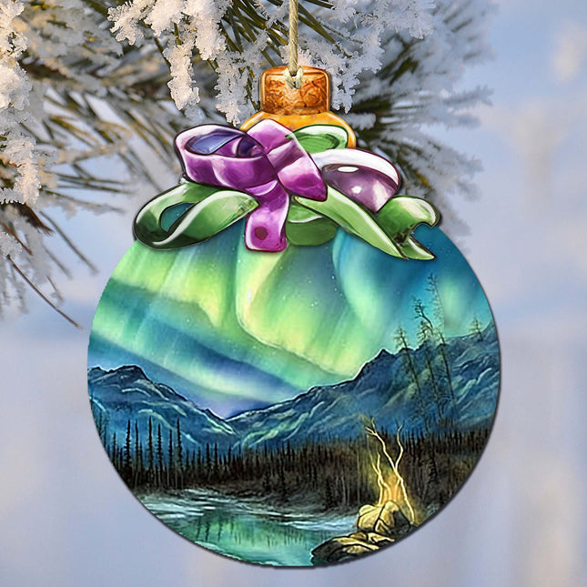 Northern Lights Splendor Wooden Ornaments by G.Debrekht - Wildlife Holiday Décor - 870024-0