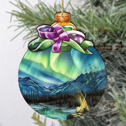 Northern Lights Splendor Wooden Ornaments by G.Debrekht - Wildlife Holiday Décor - 870024-1