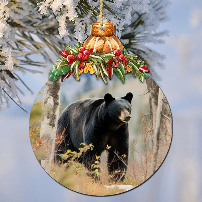 Alaskan Black Bear Adventure Wooden Ornaments by G.Debrekht - Wildlife Holiday Décor - 870033-0