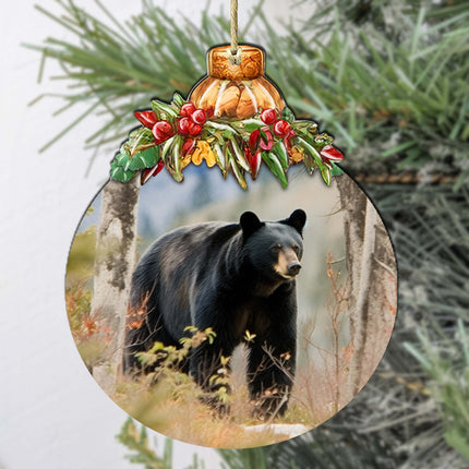 Alaskan Black Bear Adventure Wooden Ornaments by G.Debrekht - Wildlife Holiday Décor - 870033-1