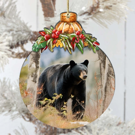 Alaskan Black Bear Adventure Wooden Ornaments by G.Debrekht - Wildlife Holiday Décor - 870033-2