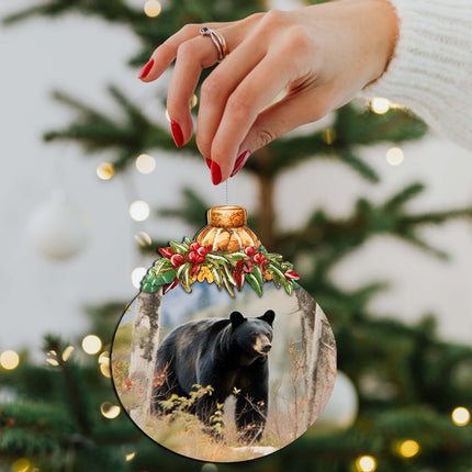 Alaskan Black Bear Adventure Wooden Ornaments by G.Debrekht - Wildlife Holiday Décor - 870033-3