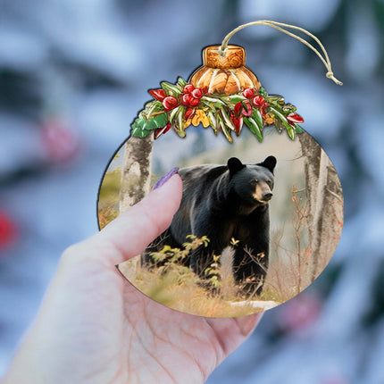 Alaskan Black Bear Adventure Wooden Ornaments by G.Debrekht - Wildlife Holiday Décor - 870033-4