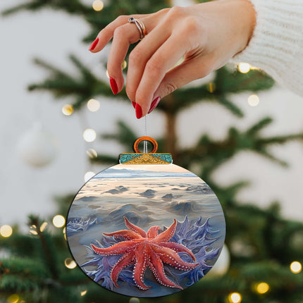 Alaskan Sunflower Sea Star Wooden Ornaments by G.Debrekht - Wildlife Holiday Décor - 870045-3