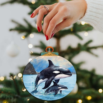 Orca's Family Wooden Ornaments by G.Debrekht - Wildlife Holiday Décor - 870052-3