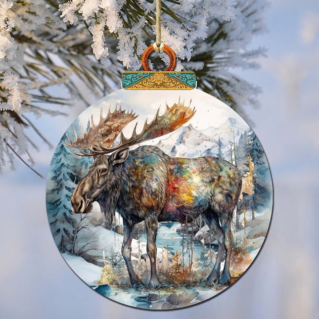Alaskan Majestic Moose Wooden Ornaments by G.Debrekht - Wildlife Holiday Décor - 870053-0