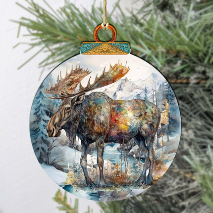 Alaskan Majestic Moose Wooden Ornaments by G.Debrekht - Wildlife Holiday Décor - 870053-1