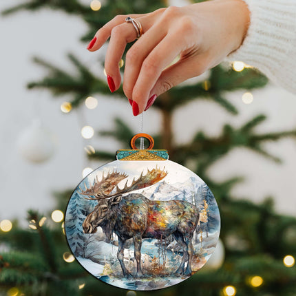 Alaskan Majestic Moose Wooden Ornaments by G.Debrekht - Wildlife Holiday Décor - 870053-3