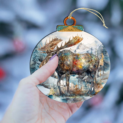 Alaskan Majestic Moose Wooden Ornaments by G.Debrekht - Wildlife Holiday Décor - 870053-4