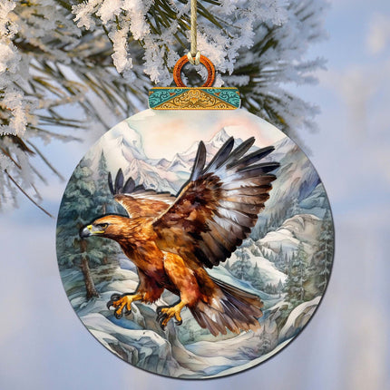Flying Golden Eagle Wooden Ornaments by G.Debrekht - Wildlife Holiday Décor - 870060-0
