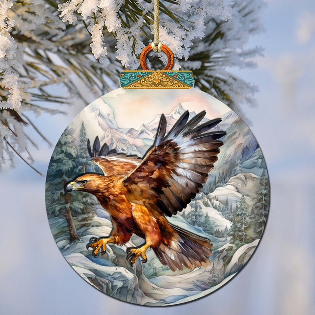 Flying Golden Eagle Wooden Ornaments by G.Debrekht - Wildlife Holiday Décor - 870060-0