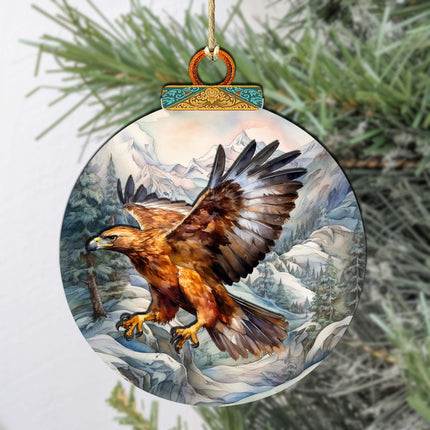 Flying Golden Eagle Wooden Ornaments by G.Debrekht - Wildlife Holiday Décor - 870060-1