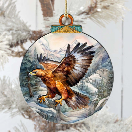 Flying Golden Eagle Wooden Ornaments by G.Debrekht - Wildlife Holiday Décor - 870060-2