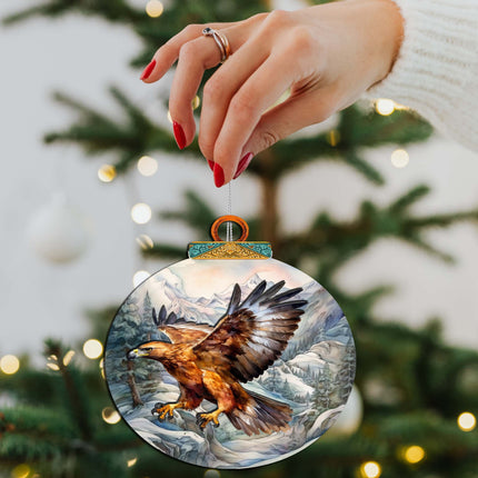 Flying Golden Eagle Wooden Ornaments by G.Debrekht - Wildlife Holiday Décor - 870060-3