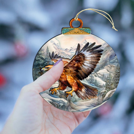 Flying Golden Eagle Wooden Ornaments by G.Debrekht - Wildlife Holiday Décor - 870060-4