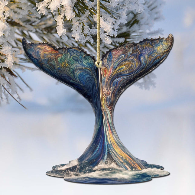 Humpback Whale Tail Wooden Ornaments by G.Debrekht - Wildlife Holiday Décor - 8710104-1-0