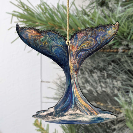 Humpback Whale Tail Wooden Ornaments by G.Debrekht - Wildlife Holiday Décor - 8710104-1-1