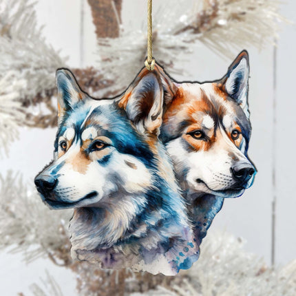 Alaskan Wolves Wooden Ornaments by G.Debrekht - Wildlife Holiday Décor - 8710115-2-2