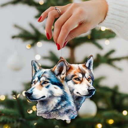 Alaskan Wolves Wooden Ornaments by G.Debrekht - Wildlife Holiday Décor - 8710115-2-3