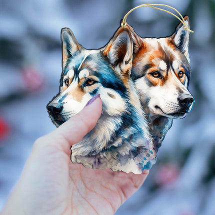 Alaskan Wolves Wooden Ornaments by G.Debrekht - Wildlife Holiday Décor - 8710115-2-4