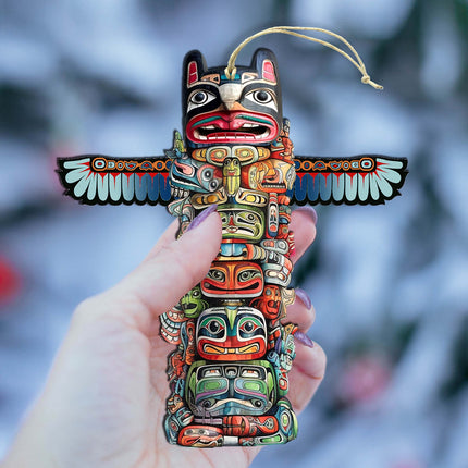 Symbolic Totem Pole Wooden Ornaments by G.Debrekht - Wildlife Holiday Décor - 8710117-2-4