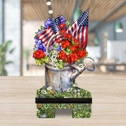 American Freedom Cell Phone Stand Wood Mobile Tablet Holder Charging Station Organizer - 892077C-DG-2