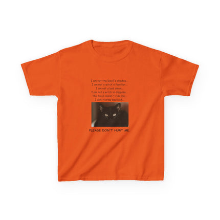 Kids Cotton Tee – “Please Don’t Hurt Me” Black Cat Design