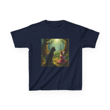 Kids Tee — Fairy Princess and Cat Forest Illustration