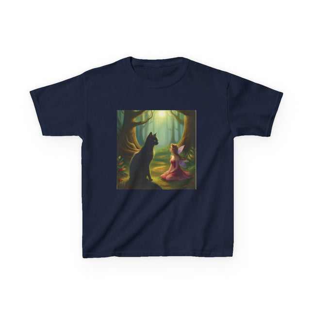 Kids Tee — Fairy Princess and Cat Forest Illustration