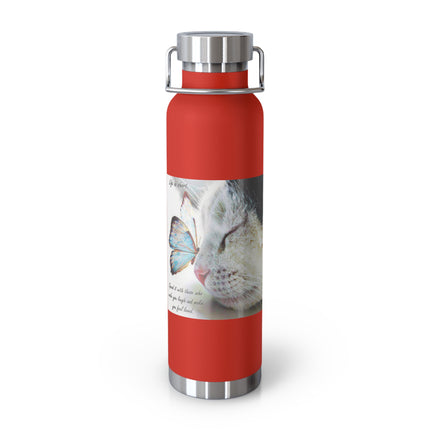 22oz Insulated Bottle — "Life Is Short" Cat & Butterfly Inspirational Quote
